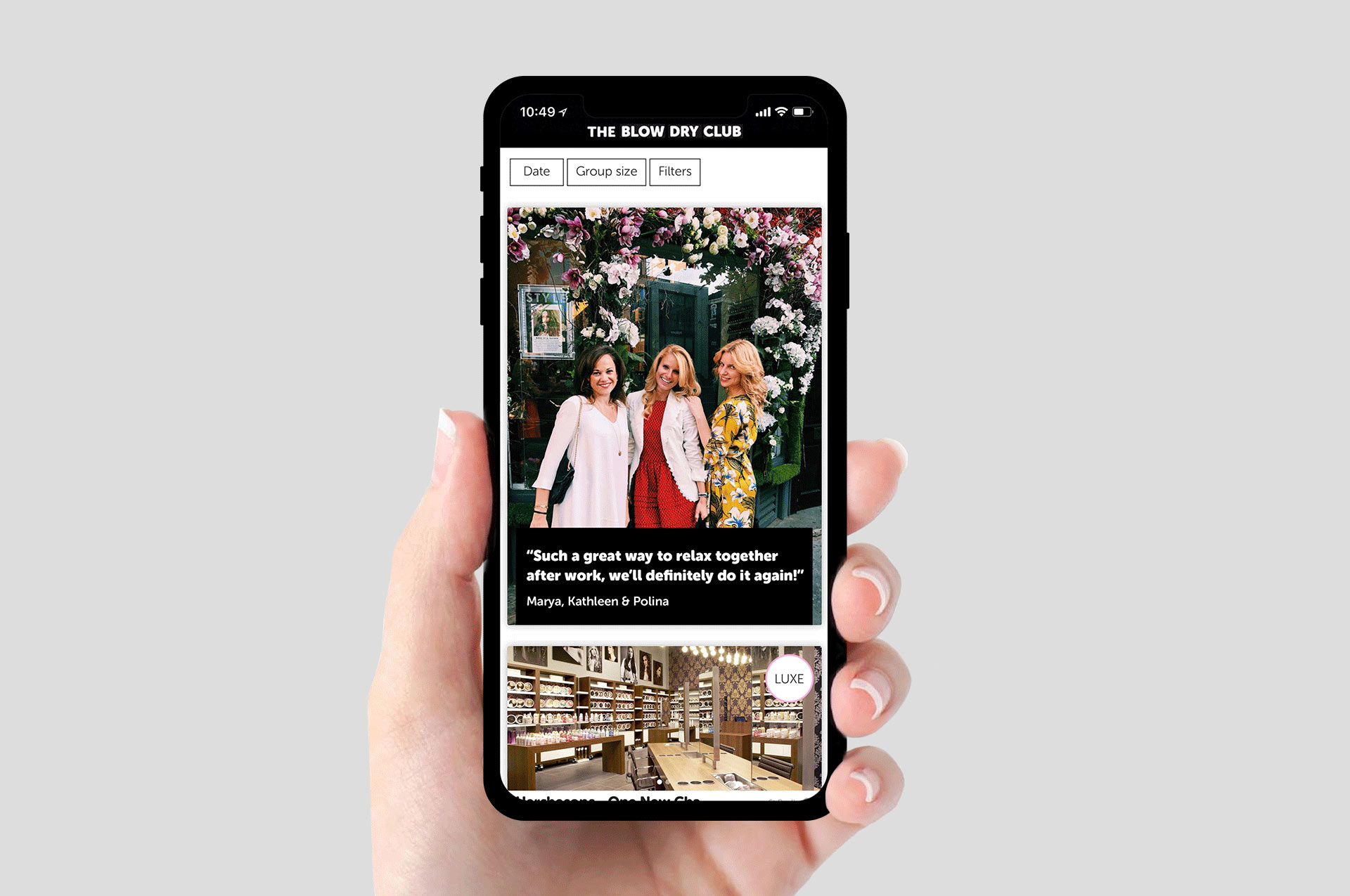The Blow Dry Club App Screen Design